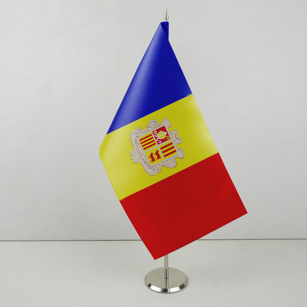 Прапорець Андорри на металевій підставці Прапорець Андорри на металевій підставці
